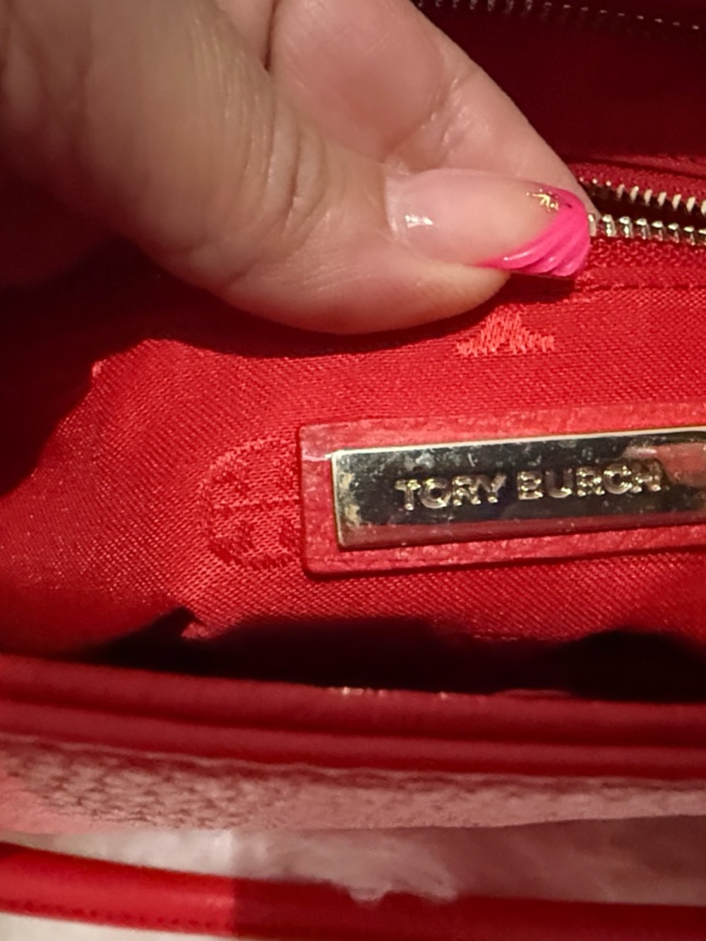 Tory Burch Vibrant Red Pebbled Leather Tassel Tote - Picture 7 of 14